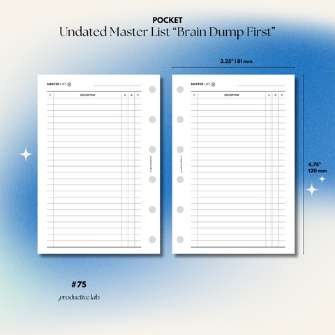 #75 Master List "Brain Dump First" O1P
