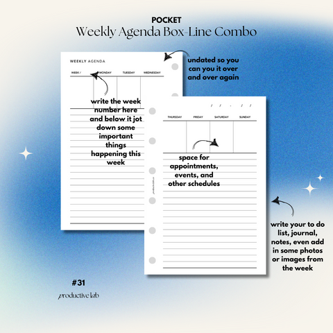 #31 Weekly Agenda Box-Line Combo