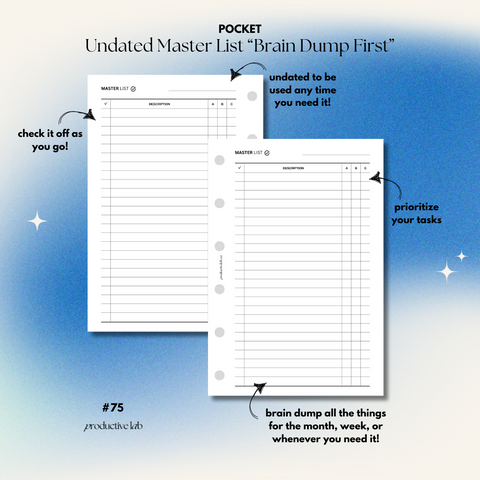 #75 Master List "Brain Dump First" O1P