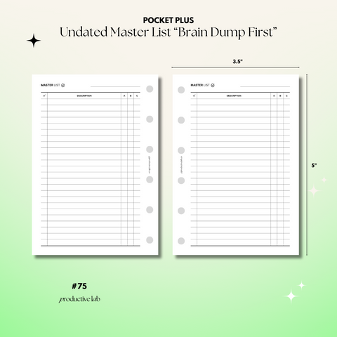 #75 Master List "Brain Dump First" O1P