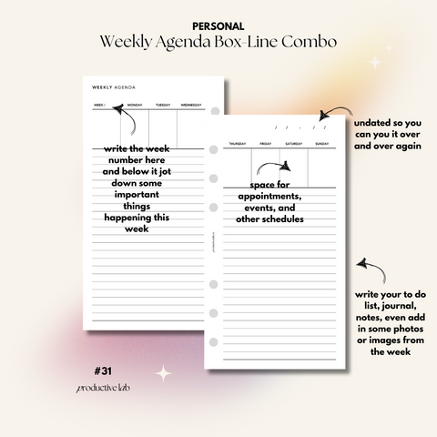 #31 Weekly Agenda Box-Line Combo