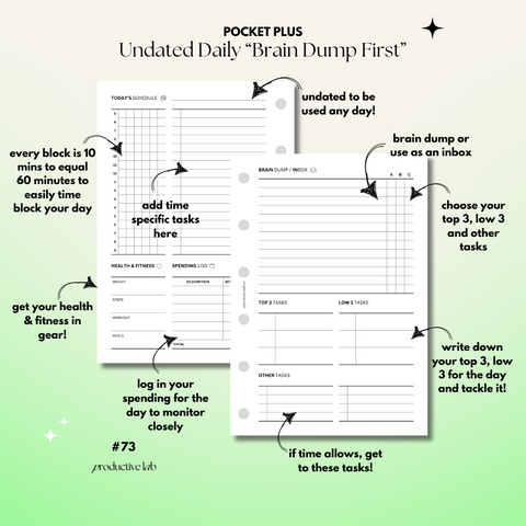 #73 Daily Undated "Brain Dump First" O2P