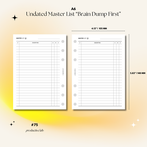 #75 Master List "Brain Dump First" O1P