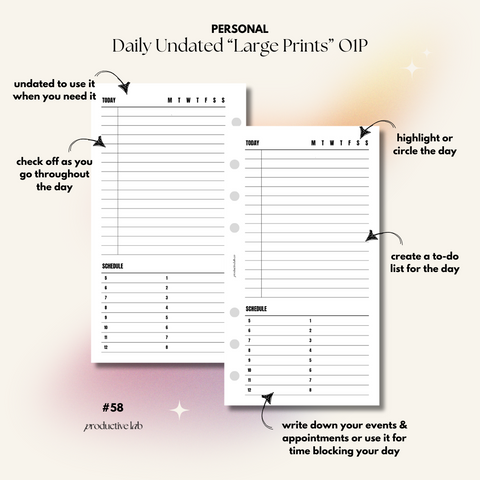 #58 Daily Undated "Large Prints" O1P