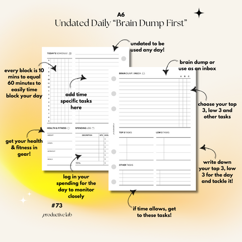 #73 Daily Undated "Brain Dump First" O2P