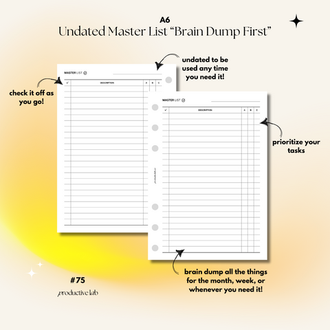 #75 Master List "Brain Dump First" O1P
