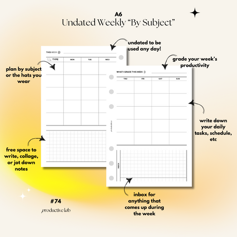 #74 Weekly Undated "By Subject" O2P