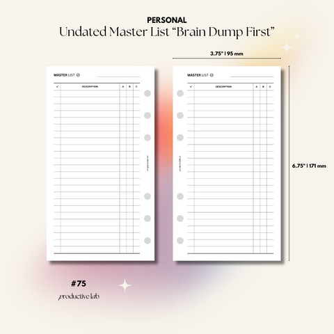 #75 Master List "Brain Dump First" O1P