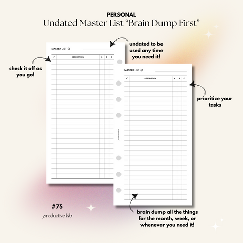 #75 Master List "Brain Dump First" O1P