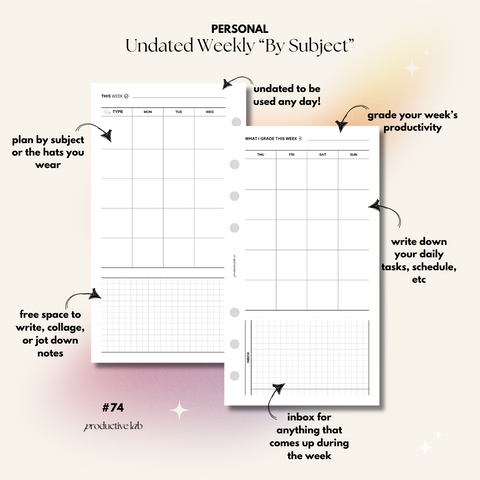 #74 Weekly Undated "By Subject" O2P