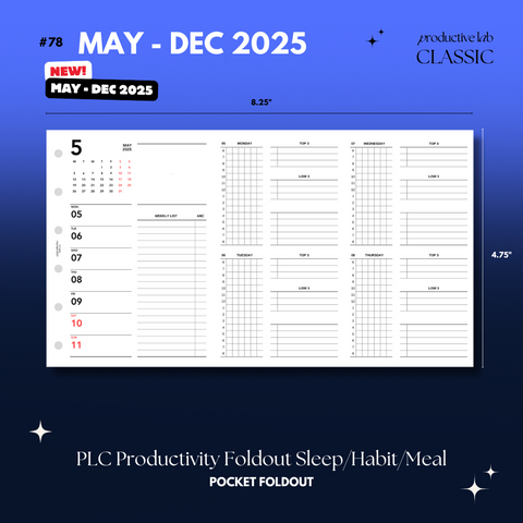 #78 PLC Productivity Weekly & Daily Foldout "Sleep/Habits/Meals" May - Dec 2025