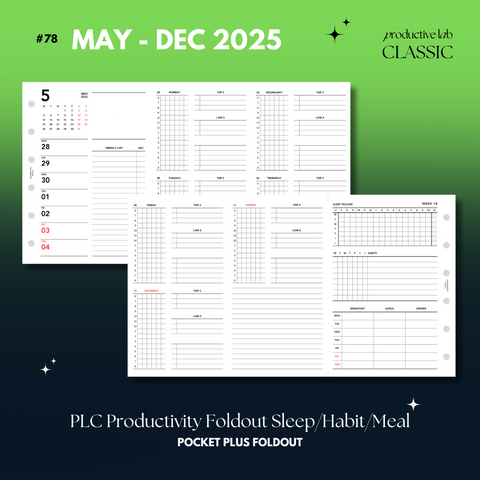 #78 PLC Productivity Weekly & Daily Foldout "Sleep/Habits/Meals" May - Dec 2025