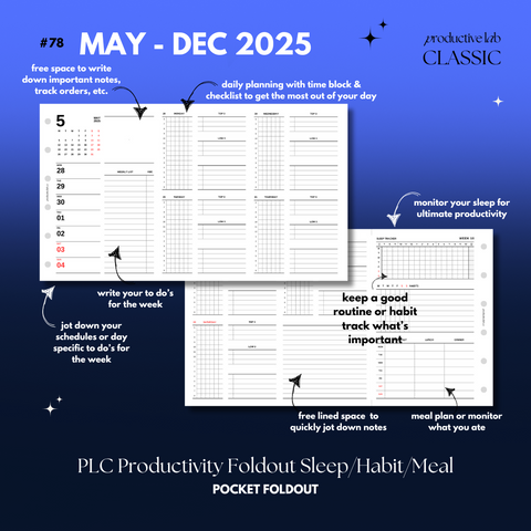 #78 PLC Productivity Weekly & Daily Foldout "Sleep/Habits/Meals" May - Dec 2025