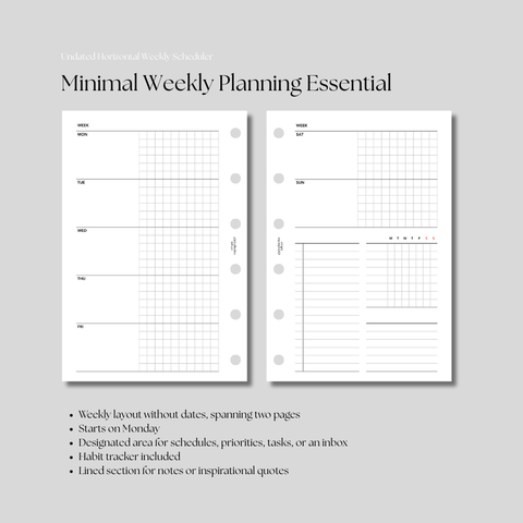 #133 Undated Horizontal Weekly Scheduler